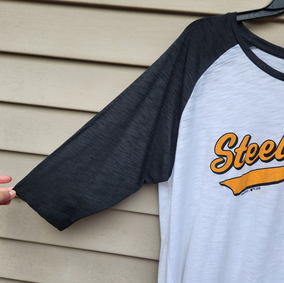 Tailgate 3/4 Raglan Sleeve Sports Tee Steel City NWT Black White - Picture 3 of 9